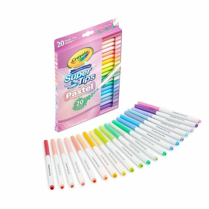 Crayola SuperTips Pastel Washable Markers, Pack of 20 by Crayola