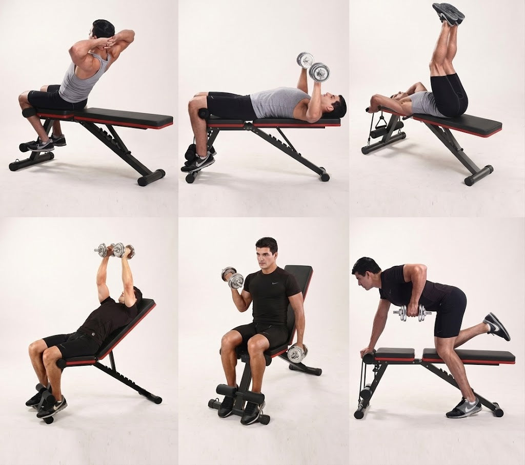Foldable Adjustable Bench with 20 kg Chrome Set