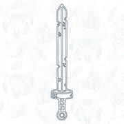 Line drawing of a sword tattoo on a white background