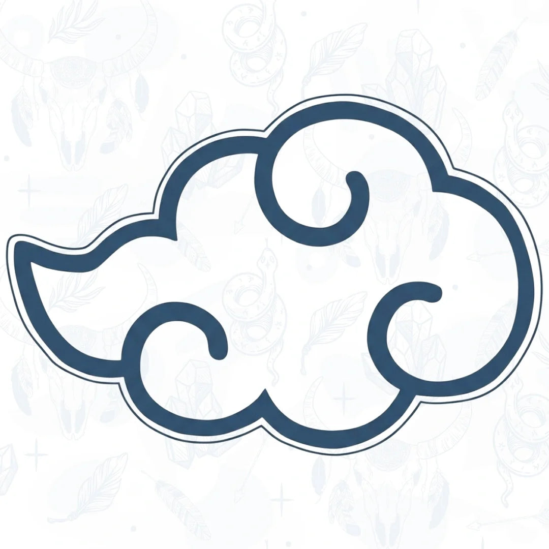 Decorative cloud design on a light blue background