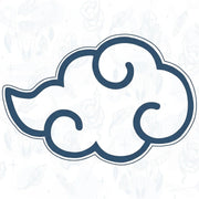 Decorative cloud design on a light blue background