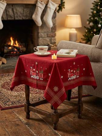 Christmas Holiday Express Train Tablecloth (1m x 1m)