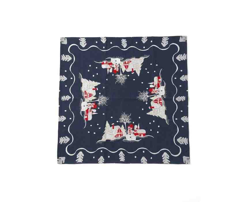 Christmas Village Midnight Blue Tablecloth (1m x 1m)