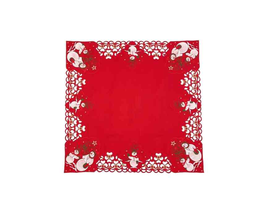 Cutwork Lace Snowman Christmas Tablecloth (1m x 1m)