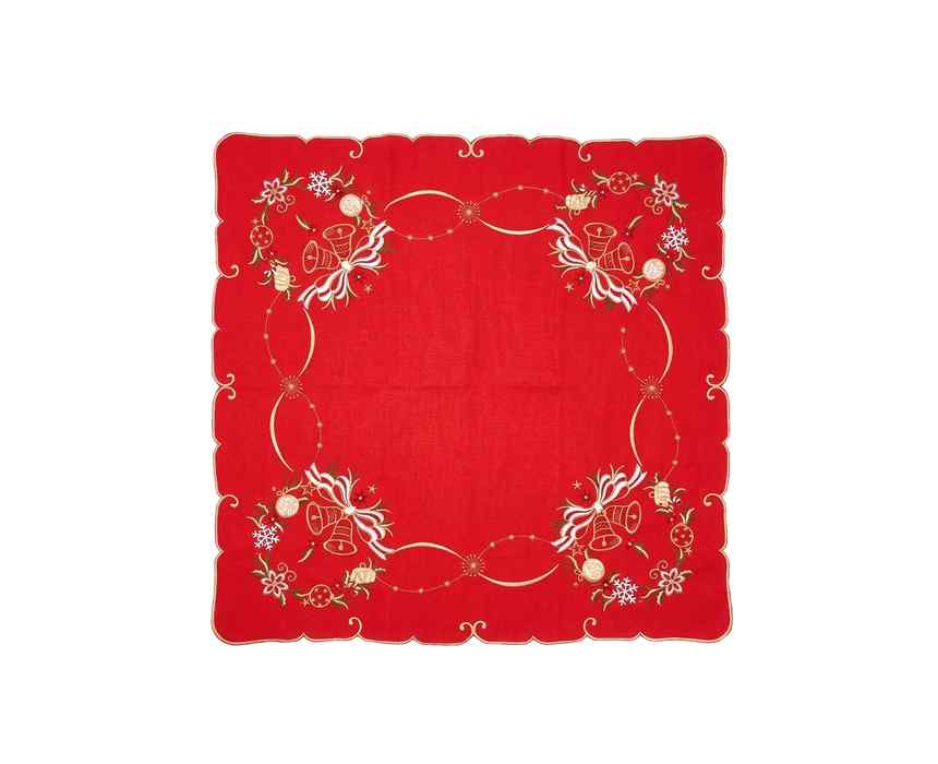 Embroidered Christmas Bells Tablecloth (1m x 1m)