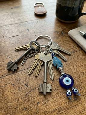 Evil Eye and Blue Fish Keychain