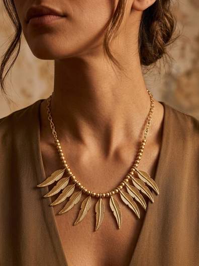 Gold Plated Olive Leaf Collar Necklace