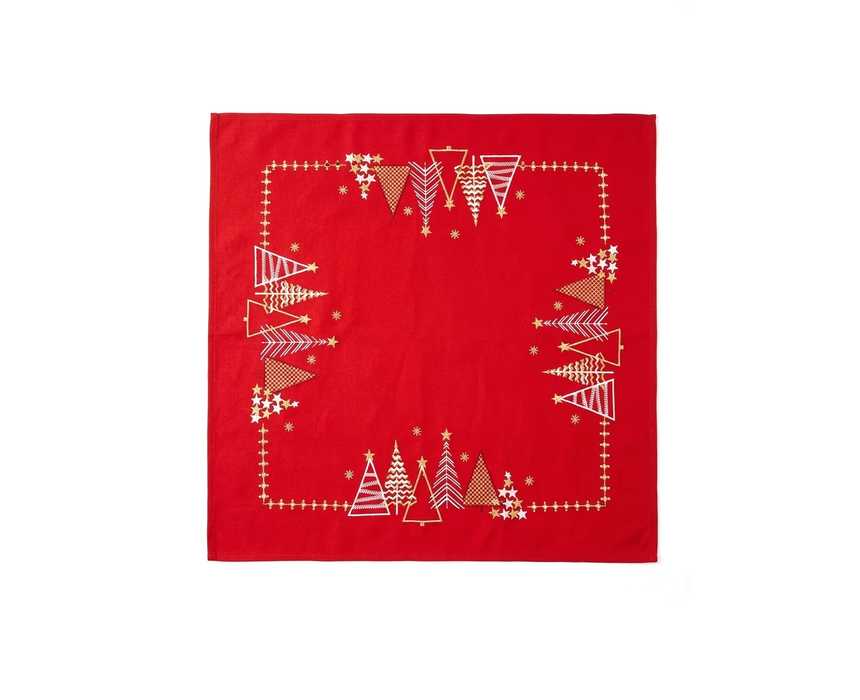 Red Festive Christmas Tree Square Tablecloth (1m x 1m)