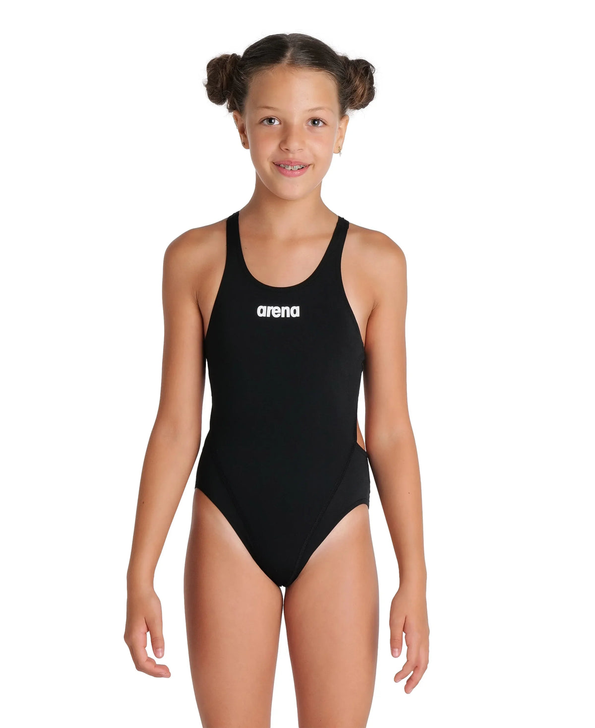 Arena Girls Training Swimwear Swim Tech Back Solid Black
