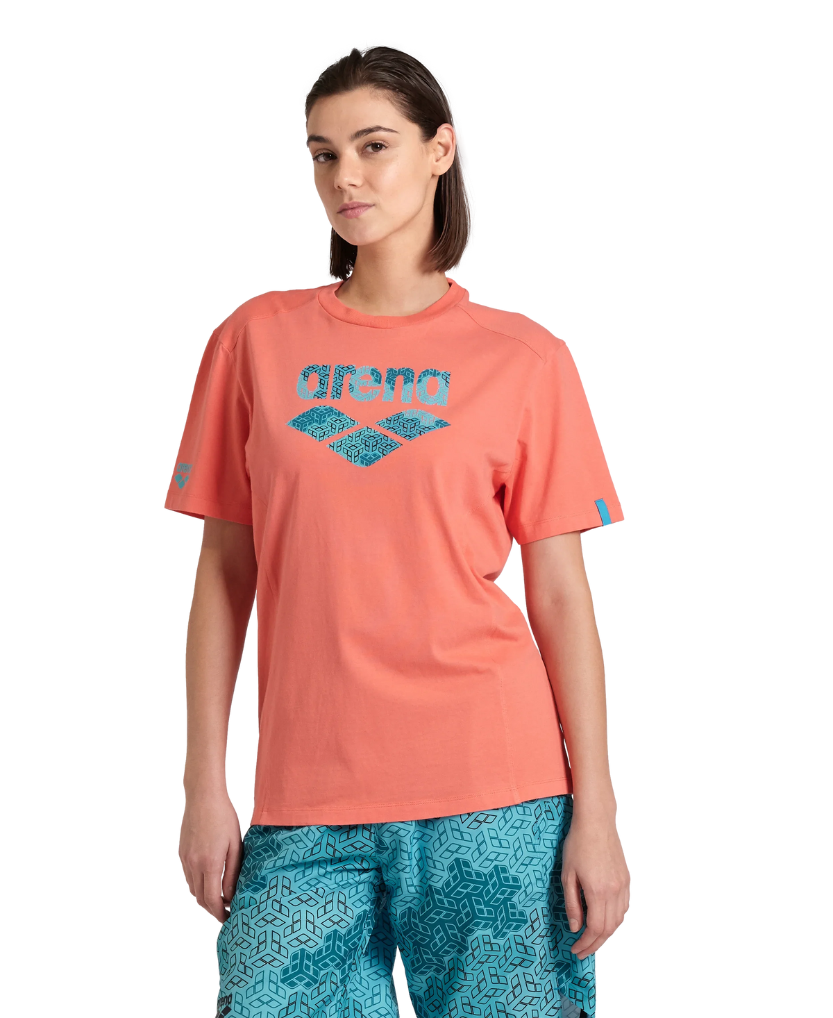 Arena Cotton Logo Calypso Coral T-Shirt