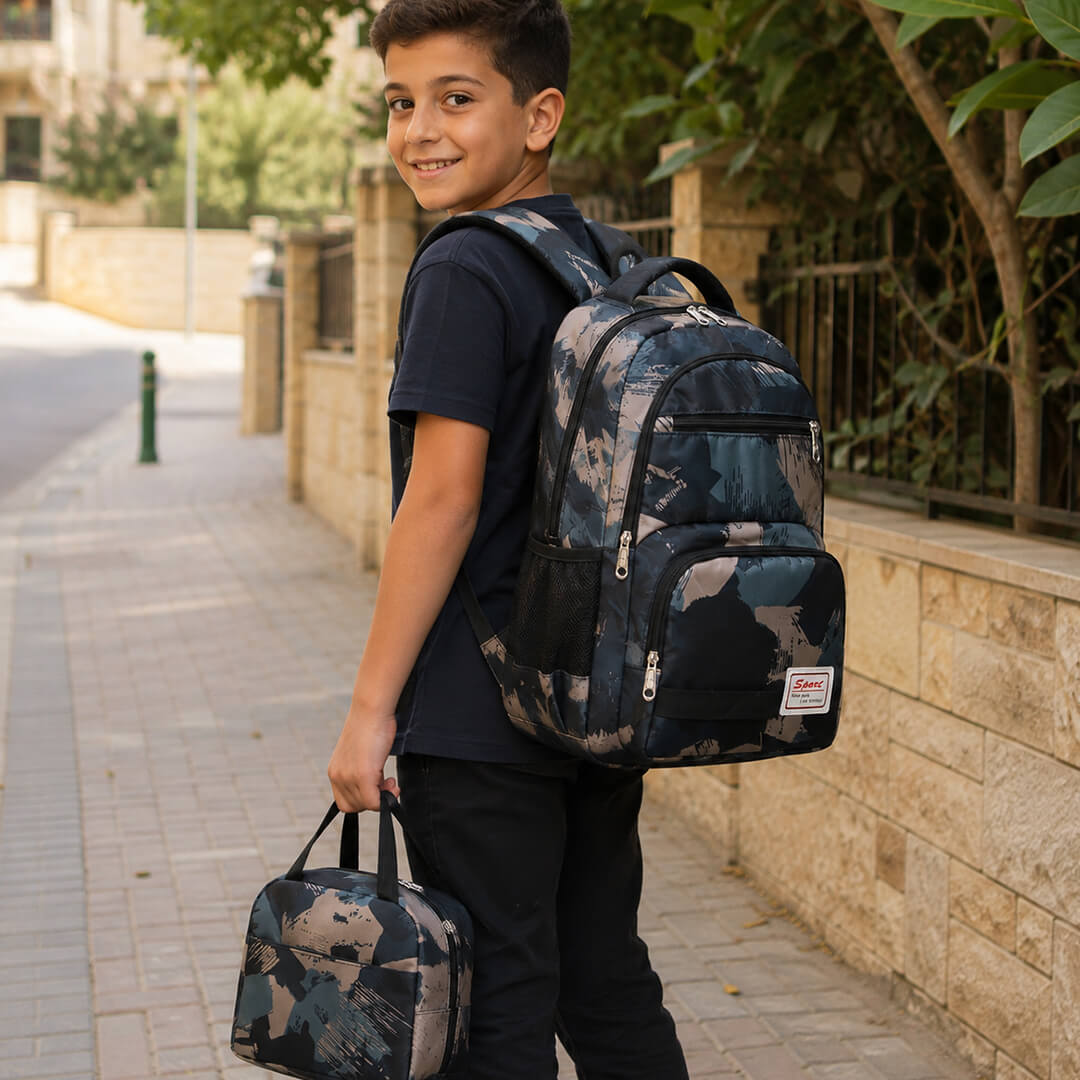 3-piece school backpack set with shoulder bag and pencil case for boys