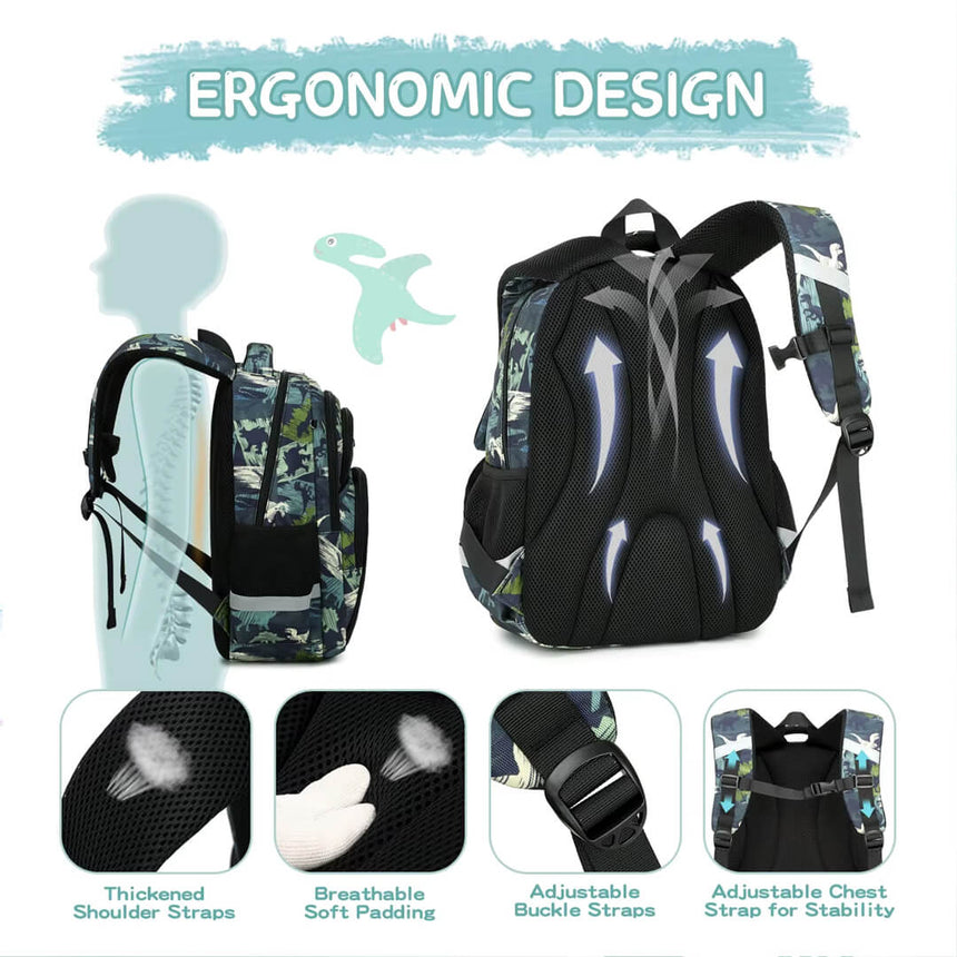 Thick waterproof polyester dinosaur backpack material with breathable soft padding