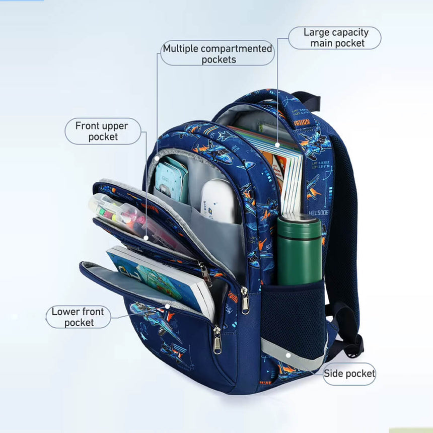 Navy aviation backpack set with with multi-pockets for school essentials