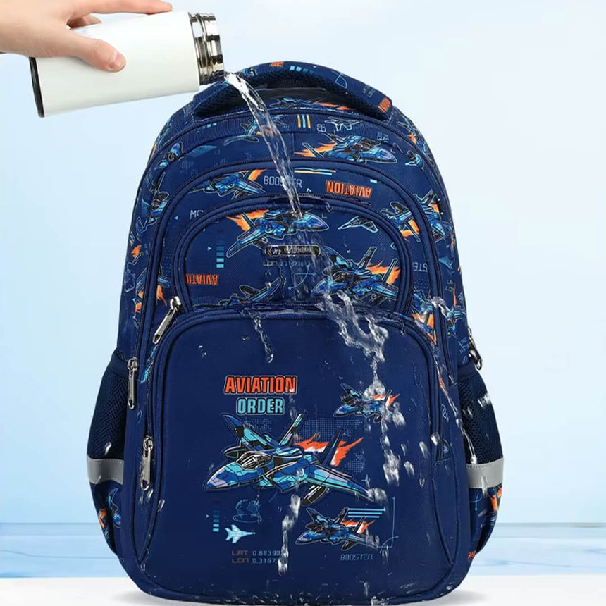 Water-resistant aviation school backpack set for grade 2 to 9