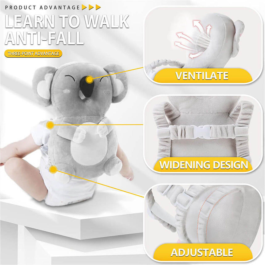 Adjustable baby safety backpack pillow grey