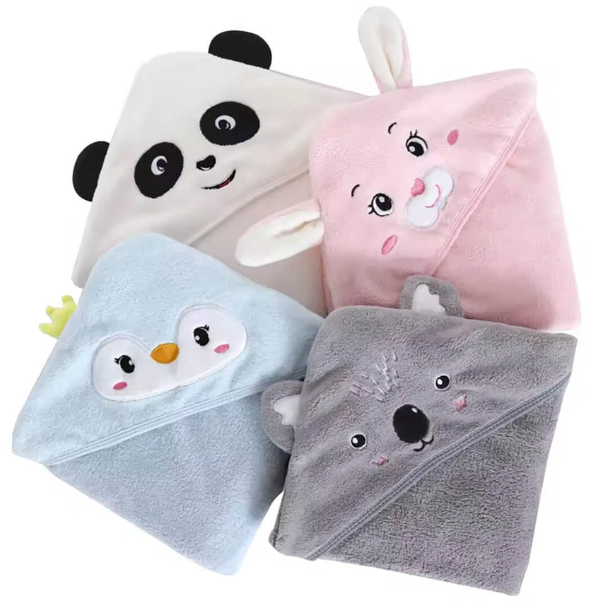 Fleece Baby Hooded Towel Blanket (Rabbit, Panda, Koala, Penguin)