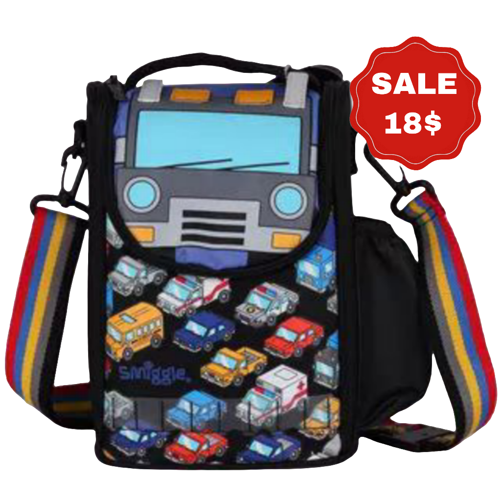 Smiggle Lunch Bag | Shoulder Straps | Vehicles | 26×18×12cm