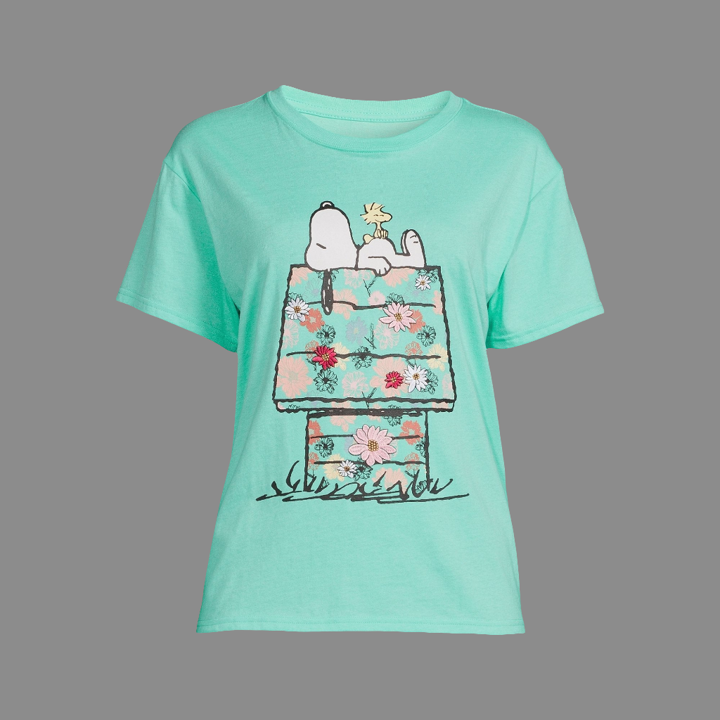 Women's Snoopy Floral Oversized T-Shirt | Mint | XS–S