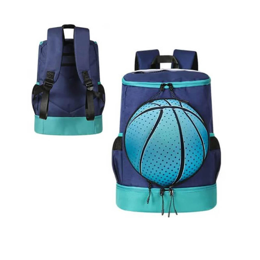 Basketball backpack with durable zippers and multiple pockets