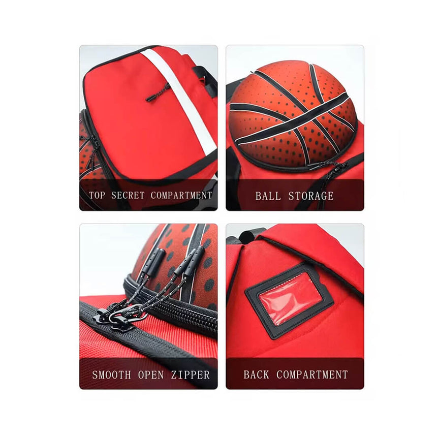 Basketball backpack with spacious school or sports essentials storage
