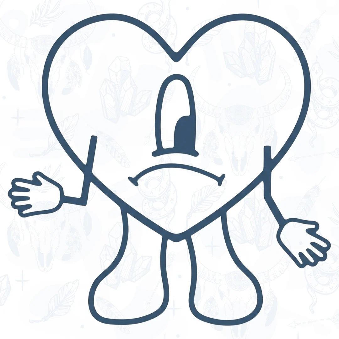 Bad Bunny Heart Semi Permanent Tattoo Design on a white background