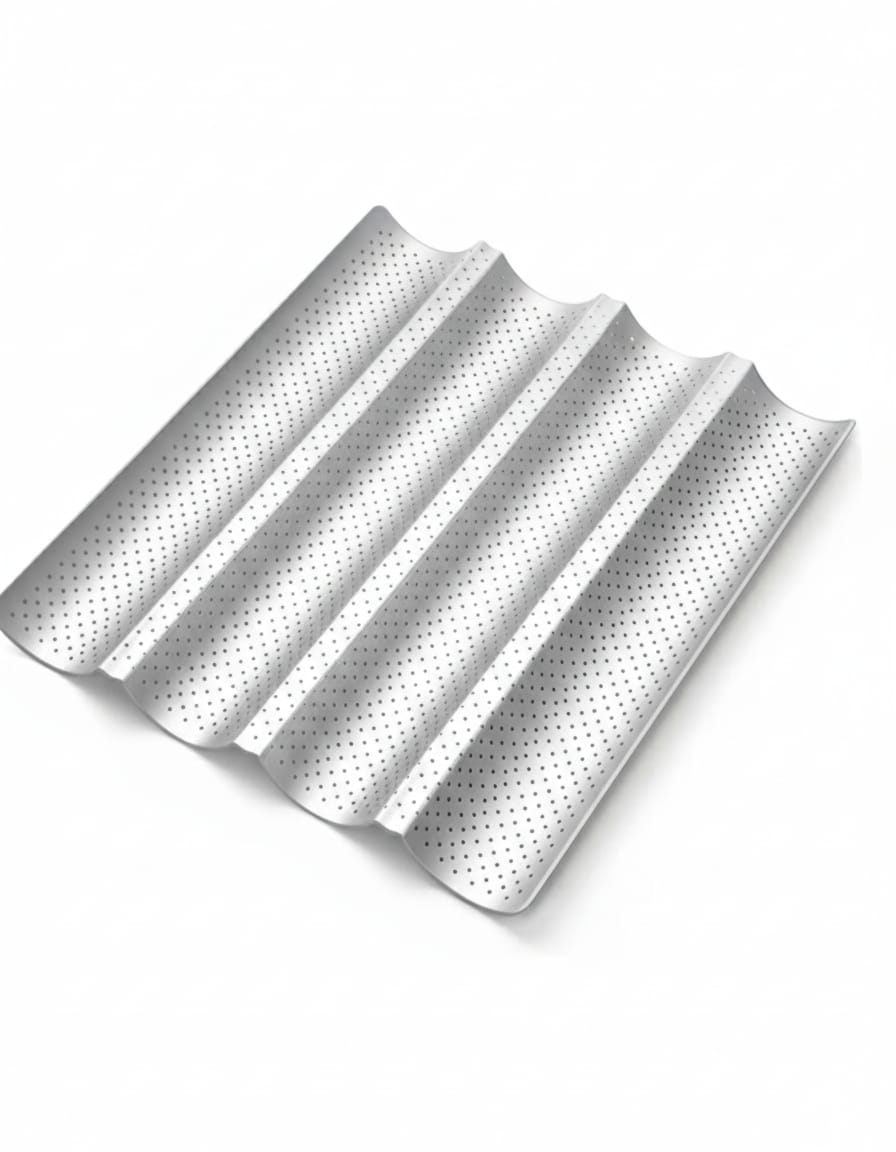 Baguette non-stick perforated tray 38x32x2.5 cm (7 cm x 4 loaves)