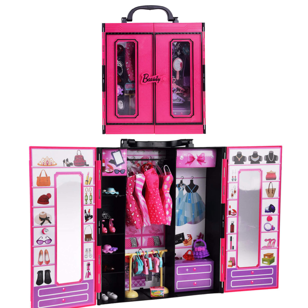 Beauty Doll & Accessories in a Portable Fashion Wardrobe Set