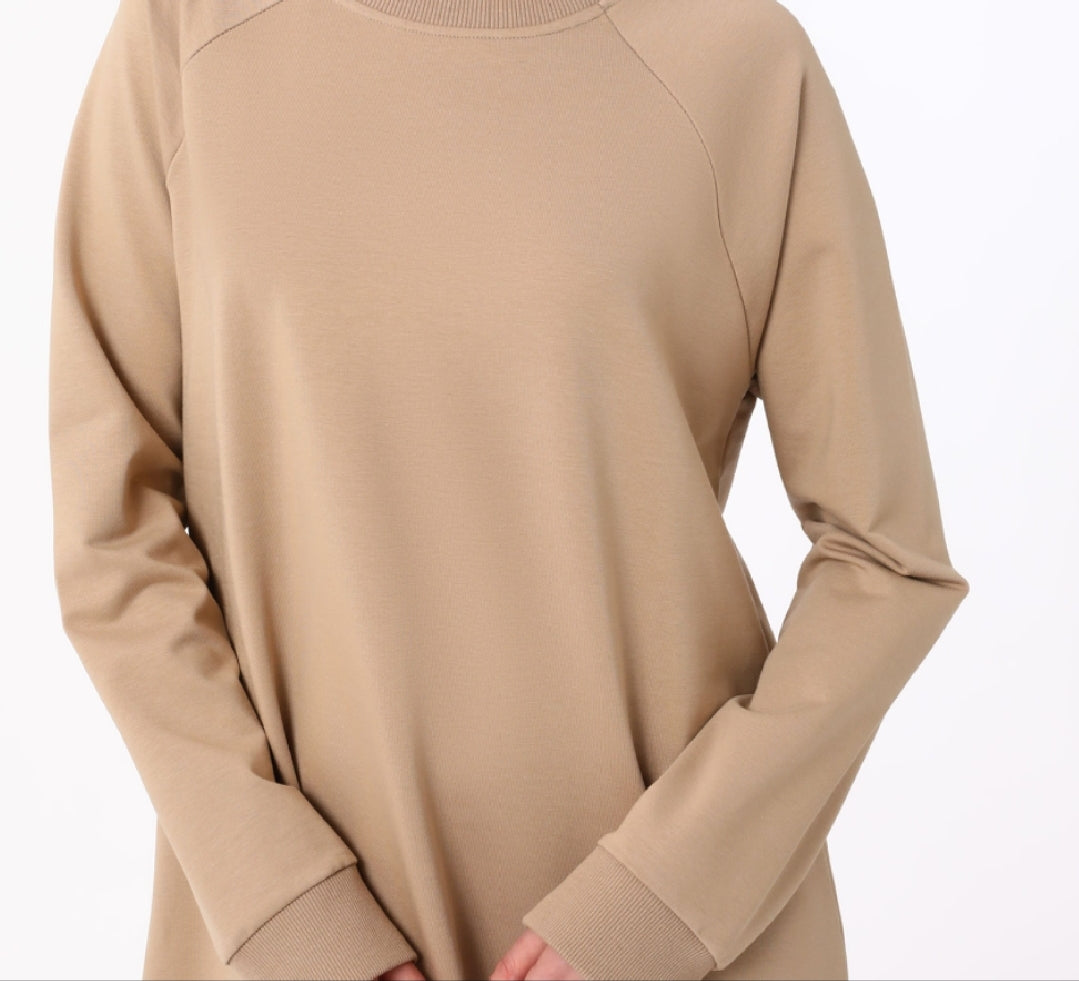 Beige crewneck sweatshirt Dress