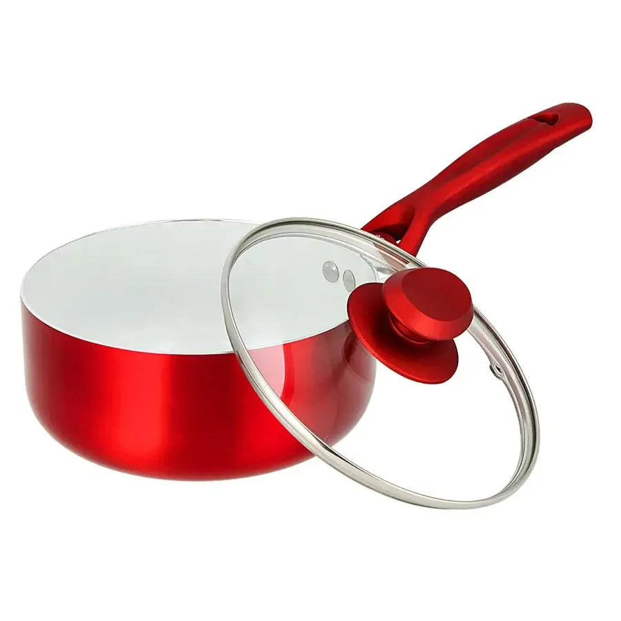 Non-Stick Saucepan & Tempered Glass Lid (18cm - Red) Saucepans Non-Stick Saucepan & Tempered Glass Lid (18cm - Red) Non-Stick Saucepan & Tempered Glass Lid (18cm - Red) Betty Crocker