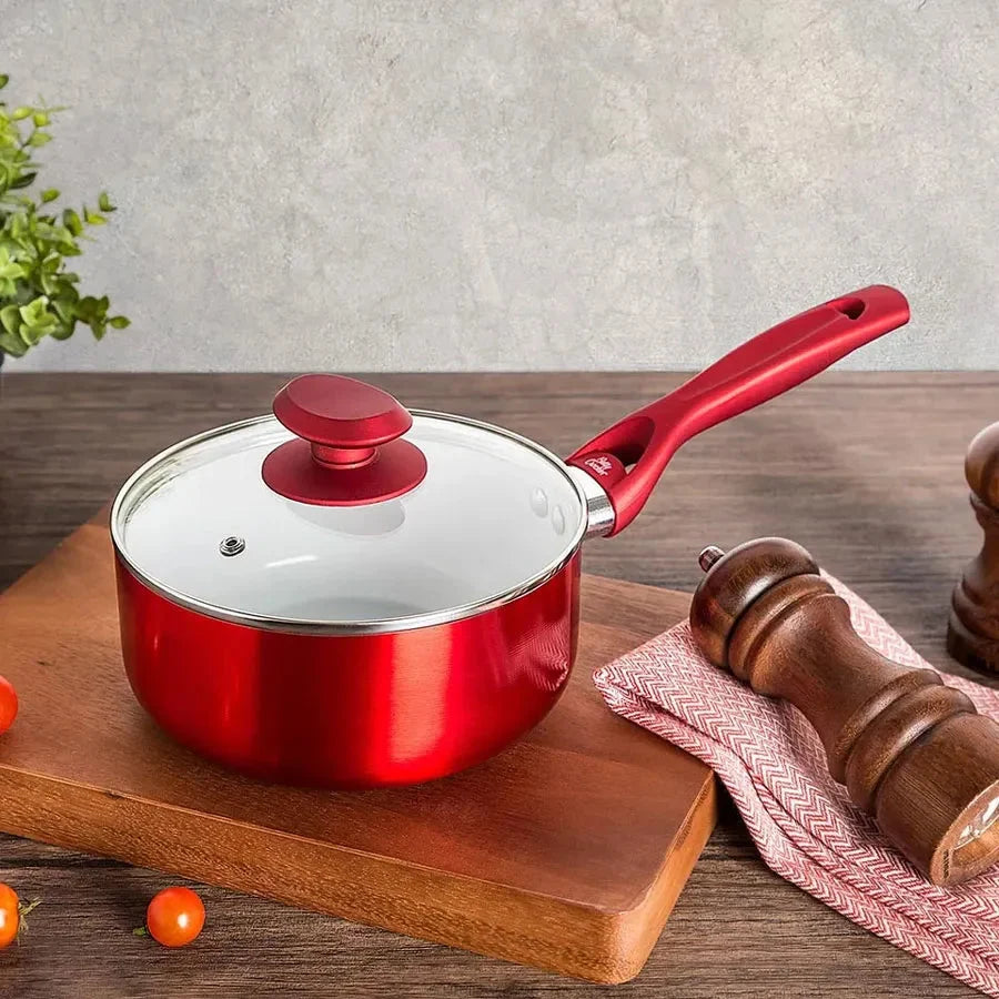 Non-Stick Saucepan & Tempered Glass Lid (18cm - Red) Saucepans Non-Stick Saucepan & Tempered Glass Lid (18cm - Red) Non-Stick Saucepan & Tempered Glass Lid (18cm - Red) Betty Crocker