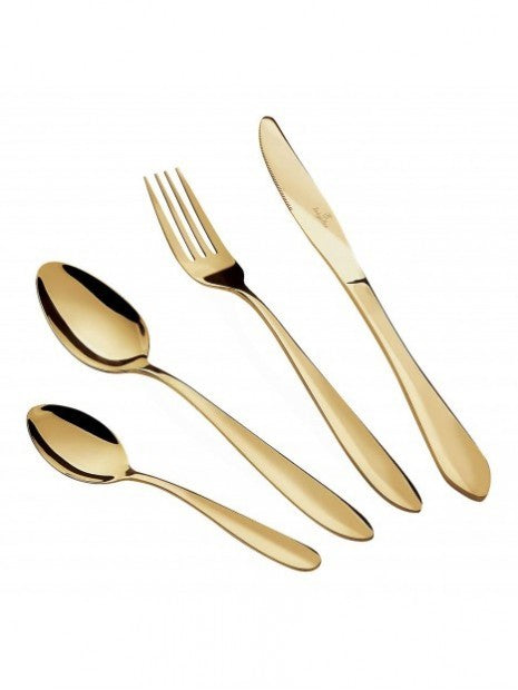 24 Pcs Cutlery Set Mirror, Yellow Gold