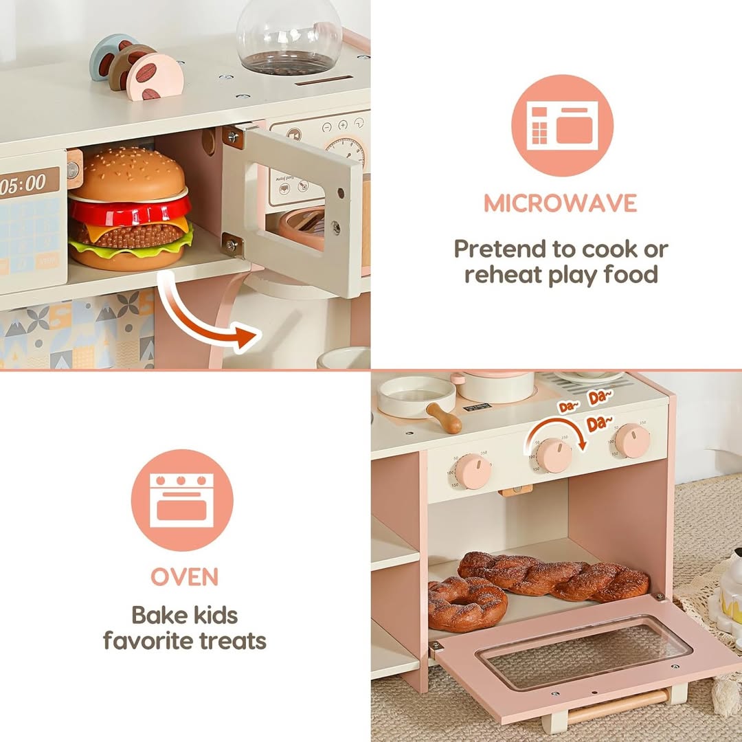Wooden Kids Pretend Play Kitchen