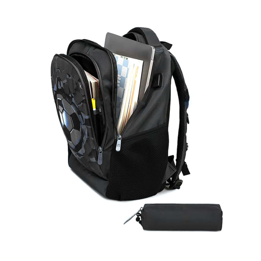 Sports school backpack with matching pencil case