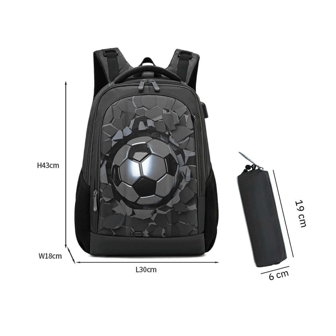 16-inch football graphic school backpack with hard shell front