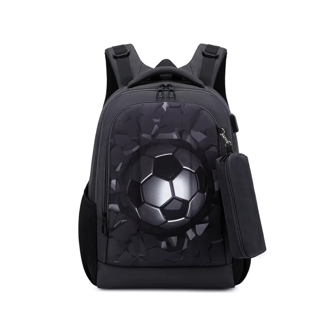 Football hard-shell school backpack set with detachable pencil case