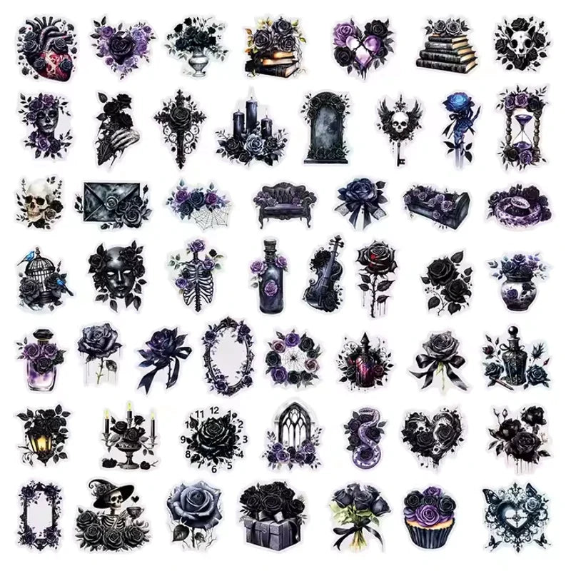 Dark Gothic Sticker Set for Goths 50 pieces Waterproof