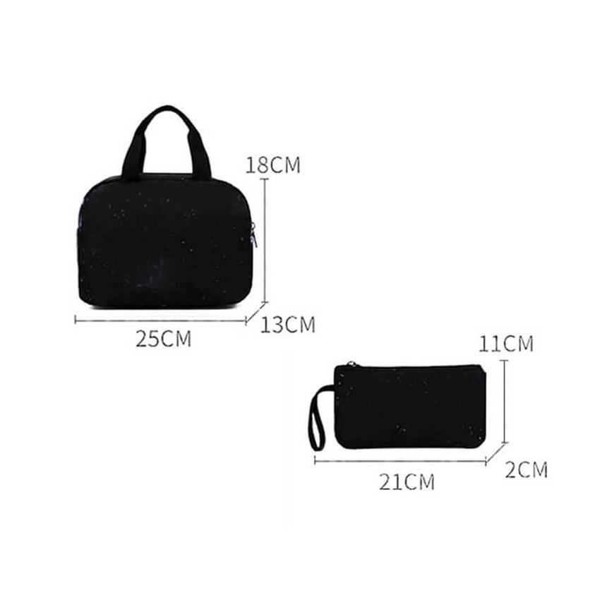Black insulated lunch bag and pencil case for school