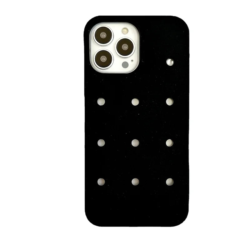 iphone black croc pins case with holes