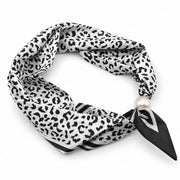 Black & Ivory Leopard Print Magnetic Scarf Petit Détail Lebanon