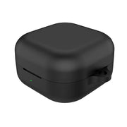 Black wireless earbuds case on a white background