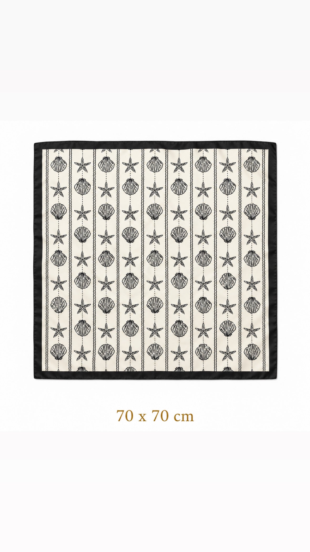 Black Seashell & Starfish Square Scarf — 70 × 70 cm Petit Détail Lebanon
