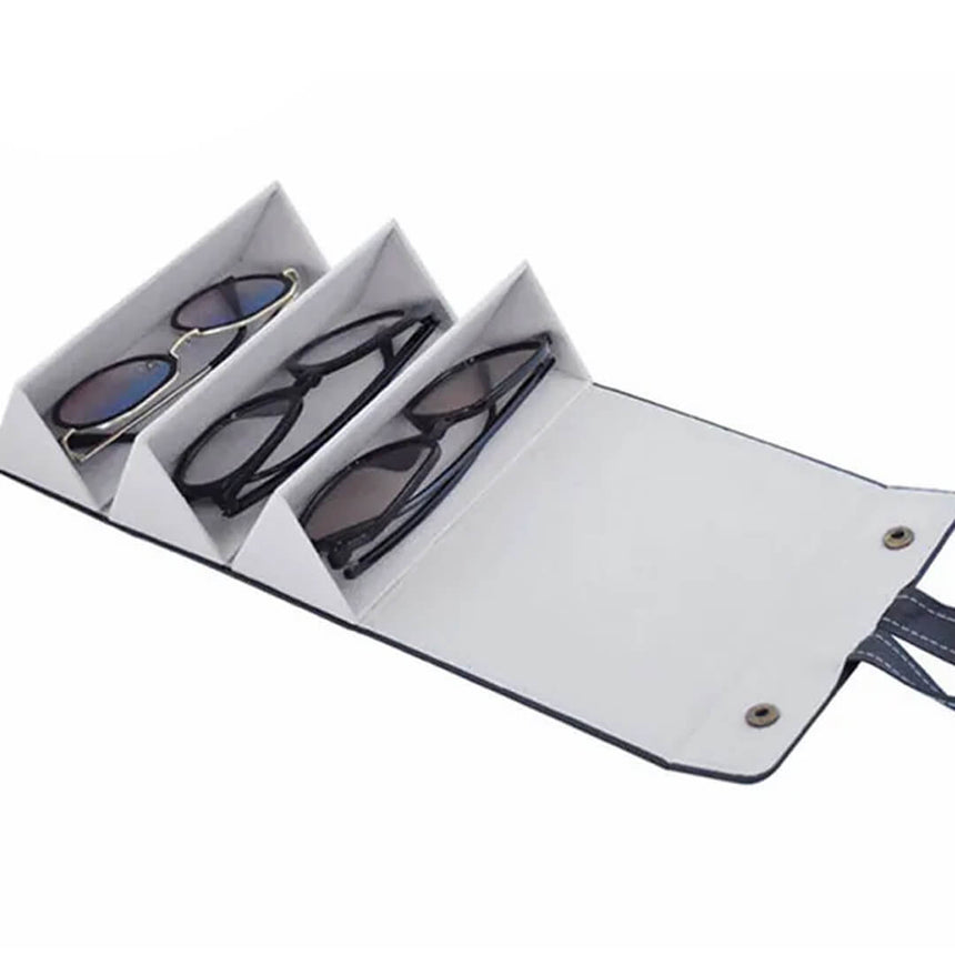 Portable Sunglasses Case – 3 Compartments for Travel