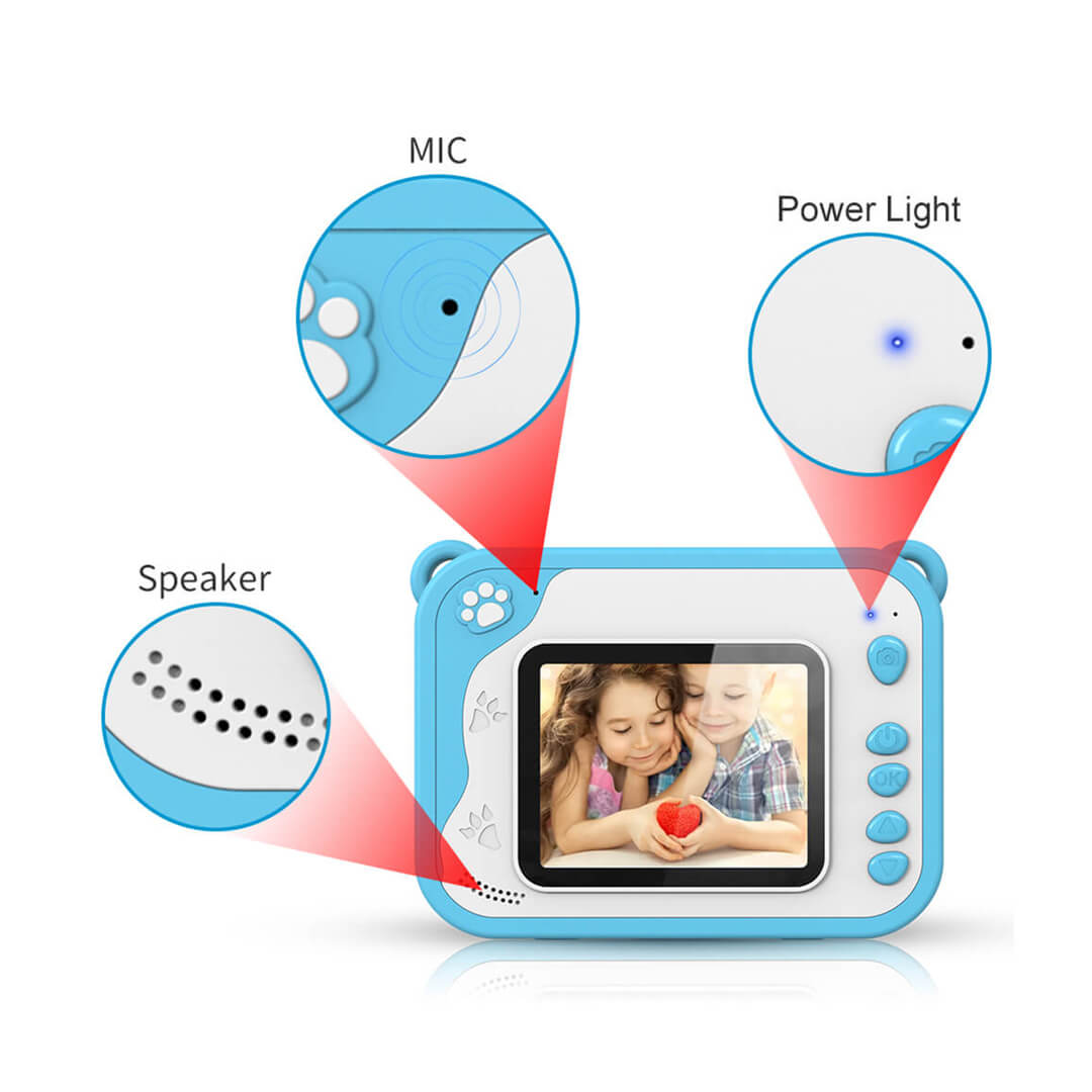 Kids Instant Print Camera Blue Dino 32GB