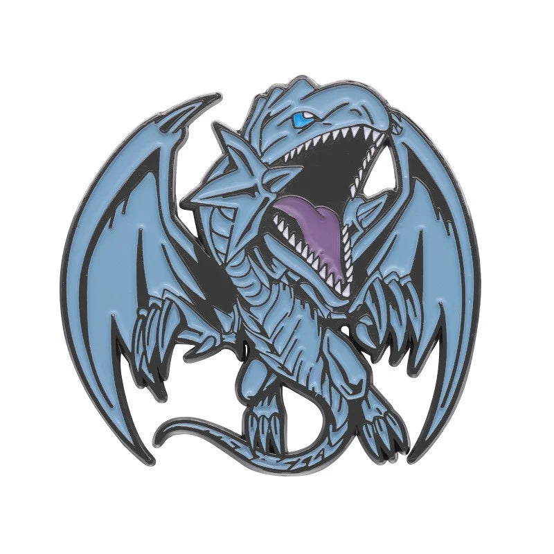 Blue dragon with a pentagram symbol on a white background
