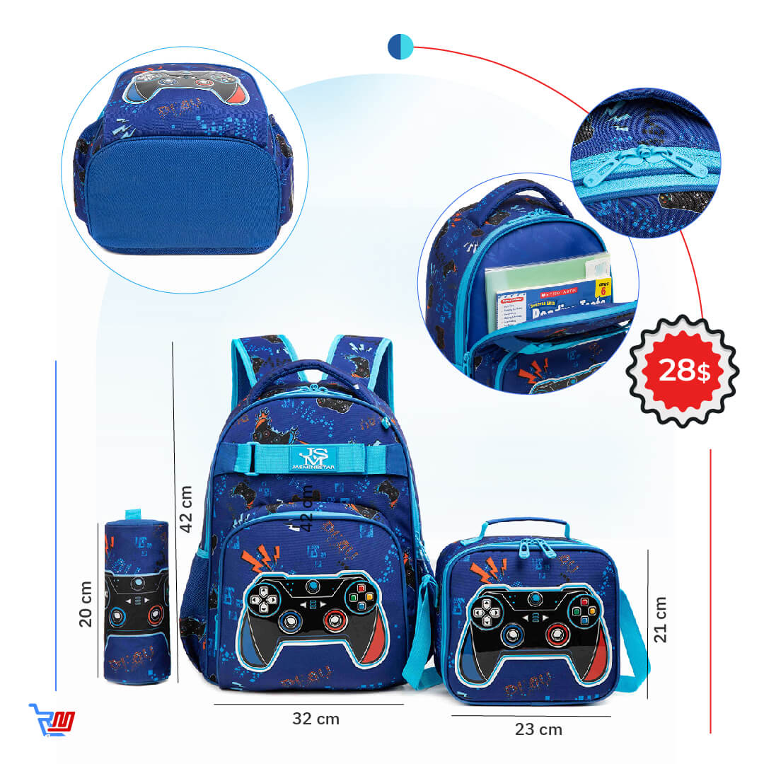 Blue PlayStation Backpack 3 Pieces Set Grade 1-4