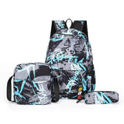 Blue Wash Backpack Set (3 Pieces) – For Elementary to High School