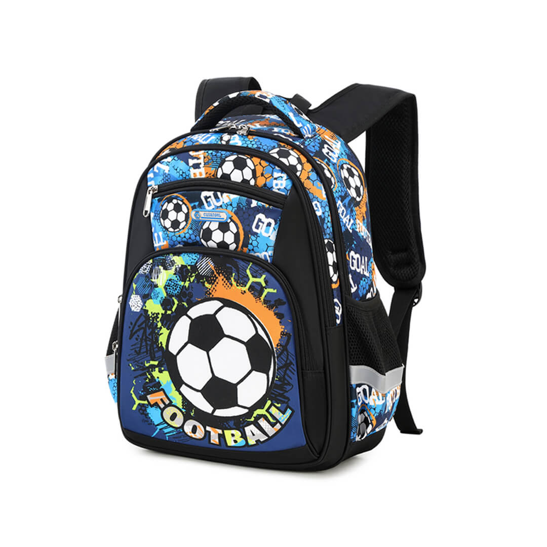Football design school backpack for boys aged 5–10