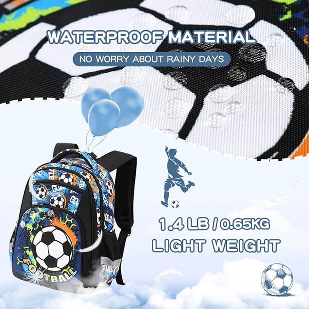 Waterproof football school backpack for children