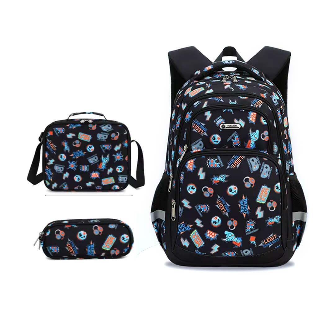 Gaming school backpack with matching pencil case for boys