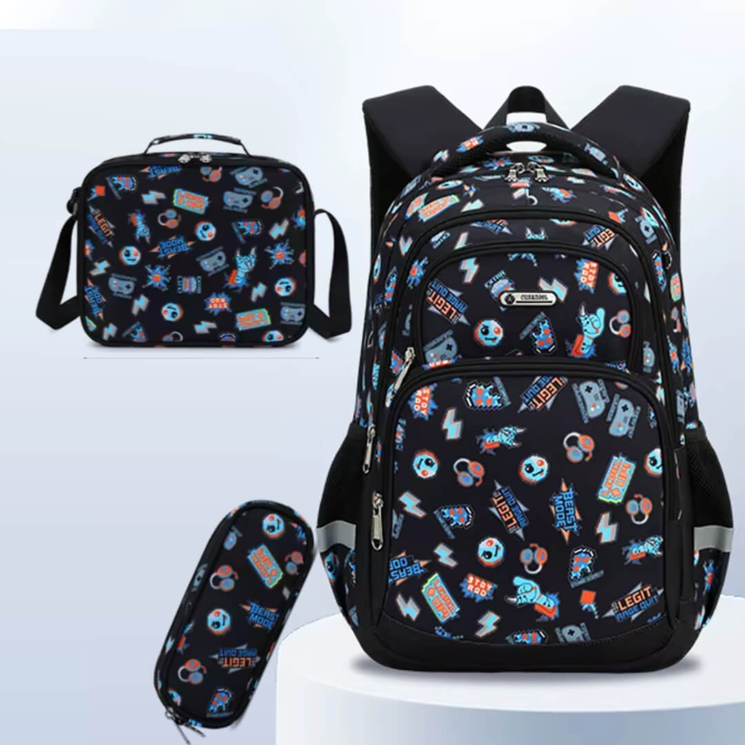 Gaming backpack with inner organizer pockets for school essentials